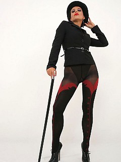 Milf eve wearing cylinder and patterned pantyhose image 6