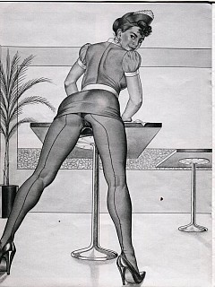 Retro pencil drawings of girls in image 2