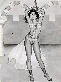 Retro pencil drawings of girls in image 4