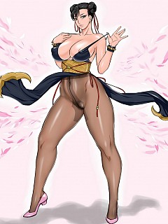 Street fighter girl in pantyhose with no underwears image 2