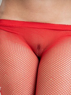 Jeny in red fishnet pantyhose and high image 9