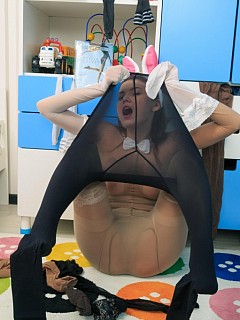 Bunny girl encased in tons a pantyhose image 8