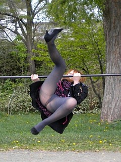 Amateur teenage girl flashes her goodies thru pantyhose image 6