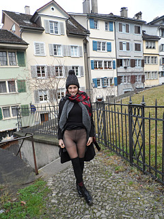 Girl ingrey pantyhose outdoors image 5