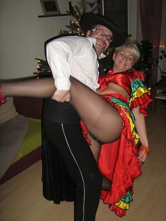 Hottest girls flashes her pantyhose on a party image 2