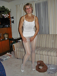 Mature amateur in white pantyhose image 5