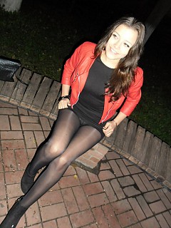 Sexy amateur teen wearing black pantyhose image 3