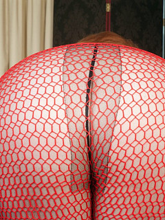 Mature kinkster red in red fishnet and image 8