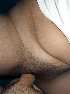 Amateur couple fucks right through seamless pantyhose image 6